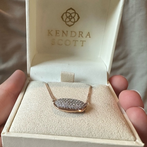 Kendra Scott Elisa Pendant Necklace in Pave Diamond and 14k Rose Gold.39 ct - Picture 3 of 16